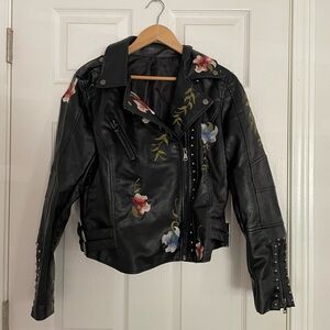 floral biker jacket